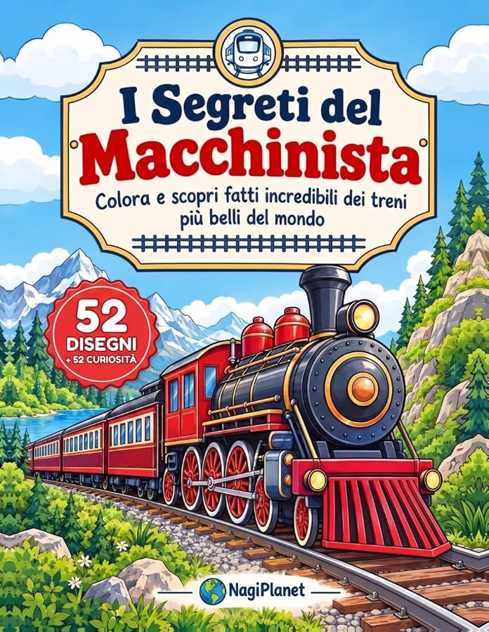 Copertina de I Segreti del Macchinista, libro da colorare sui treni